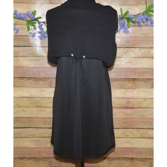 Bleuh Ciel Ladies Black Embroidered Floral Lace Up V-Neck Shift Dress Size M - Picture 5 of 10